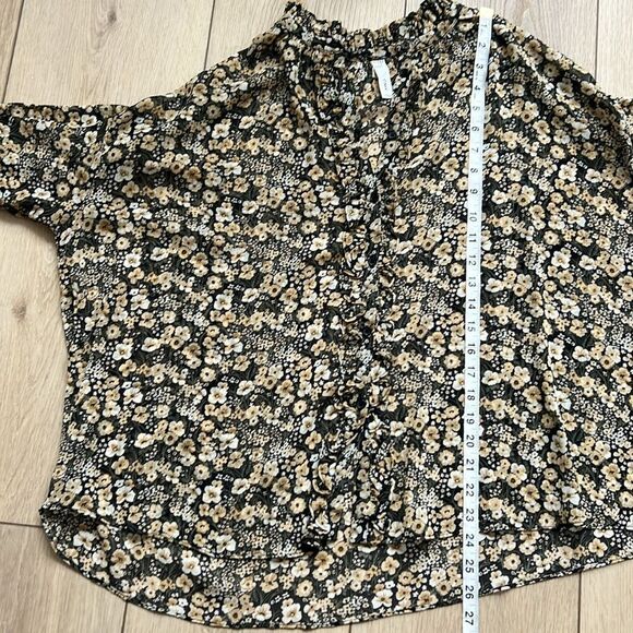 Mango MNG Sheer Floral Print Blouse Black and Cream Women's Top Size 4 - Picture 11 of 11